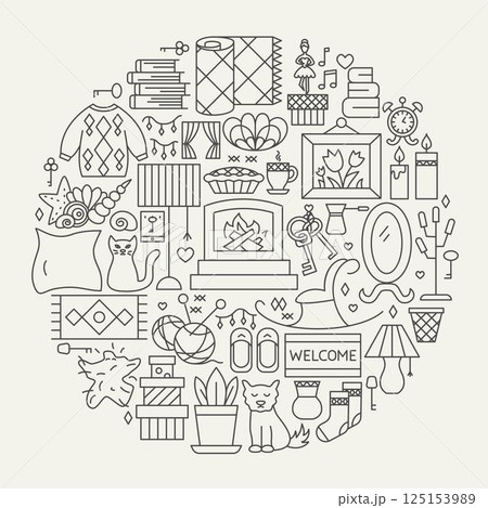 Sweet Home Line Icons Circle 125153989