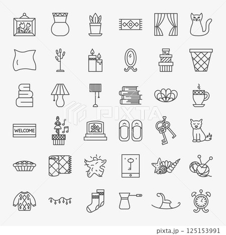 Sweet Home Line Icons Set Sweet Home Line Icons Set 125153991