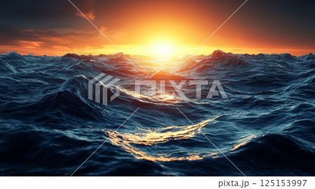 Peaceful Sunset Over Rippled Water Surface with Abstract Colors and Soft Light Peaceful Sunset Over Rippled Water Surface with Abstract Colors and Soft Light 125153997