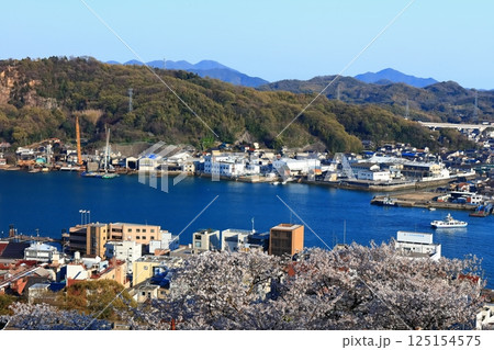 【広島県】桜咲く春の千光寺から見た尾道の町並み 125154575