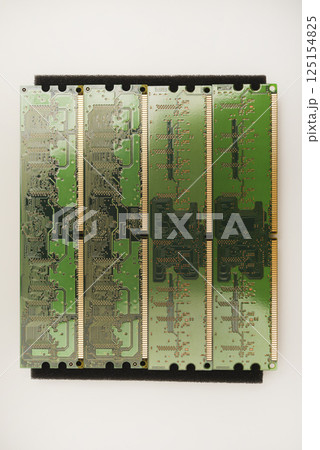 The green bar of RAM. The printed circuit board. 125154825