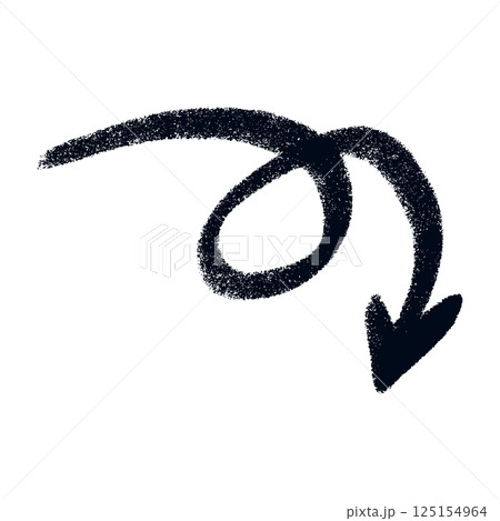 Doodle emphasis arrow icon. Design quirky twist zigzag line, spring coil, curve wave. Vector 125154964