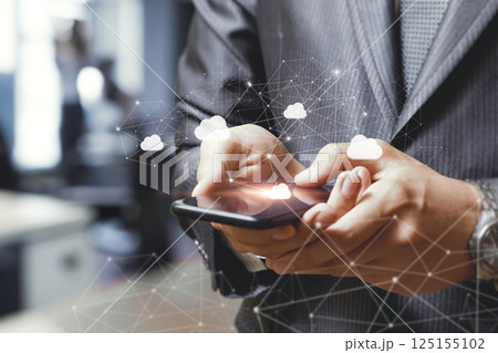 The concept of cloud solutions in the business digital network. The concept of cloud solutions in the business digital network. 125155102