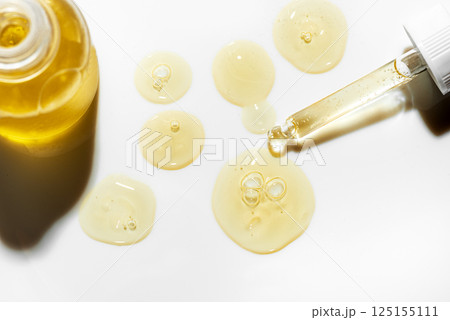Dropper bottle and drops of retinol face serum 125155111