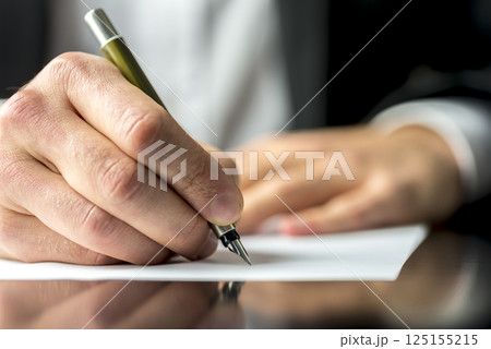 Businessman signing or writing a document 125155215