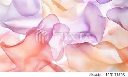 Soft spring texture made of overlapping translucent flower petals in pastel tones - airy, romantic, and ideal for seasonal design and backgrounds. 125155368