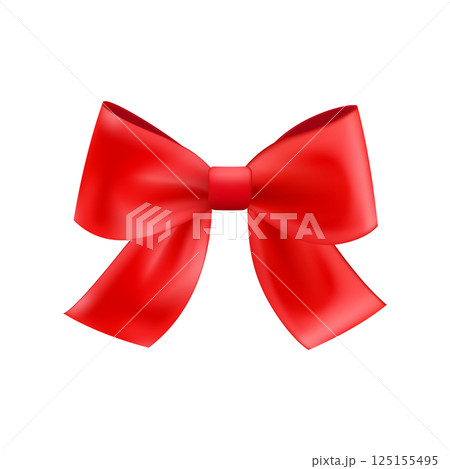 3D Realistic red gift bow. Christmas, birthday and sale decoration. 125155495