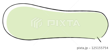 線画手書き風のシンプルな吹き出し　とっても横長ひょうたん形しっぽ直線右下　おしゃれカラー 125155754