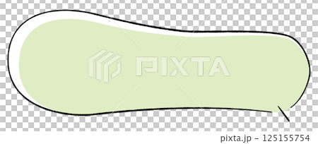 線画手書き風のシンプルな吹き出し　とっても横長ひょうたん形しっぽ直線右下　おしゃれカラー 125155754