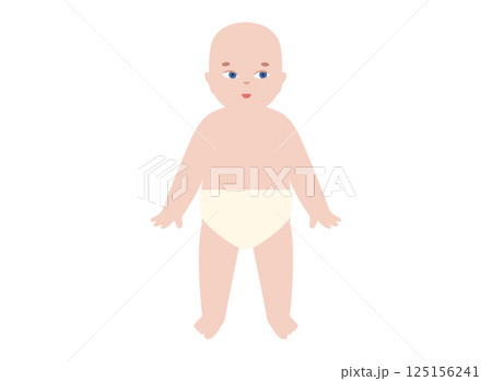 Baby in diapers smiling 125156241
