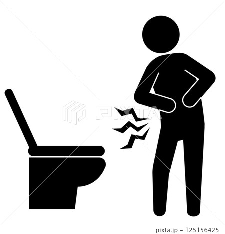 腹痛でトイレに行く人のピクトグラム 125156425