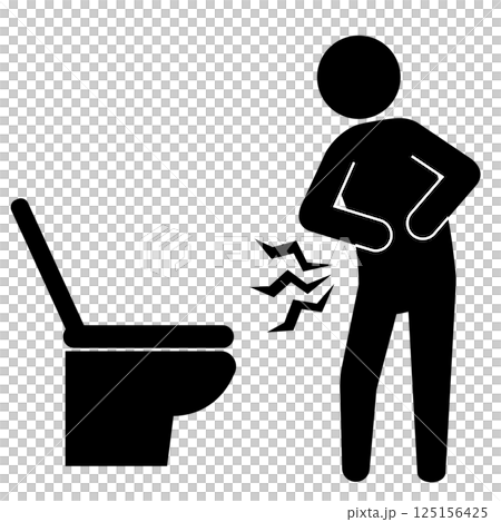 腹痛でトイレに行く人のピクトグラム 125156425