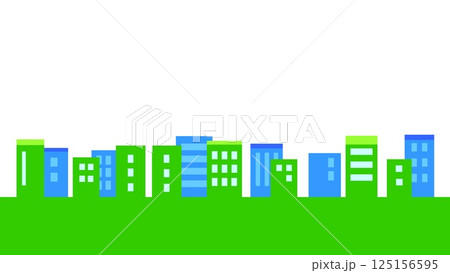 街並み　白背景　グリーン 125156595