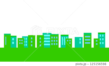 街並み　白背景　グリーン 125156598