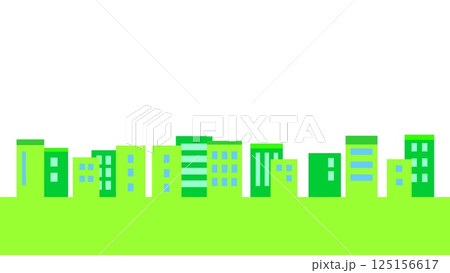 街並み　白背景　グリーン 125156617
