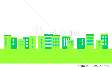 街並み　白背景　グリーン 125156620
