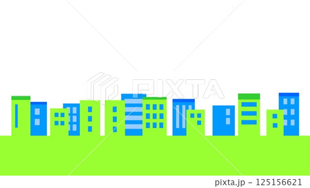 街並み 白背景 グリーン 街並み 白背景 グリーン 125156621