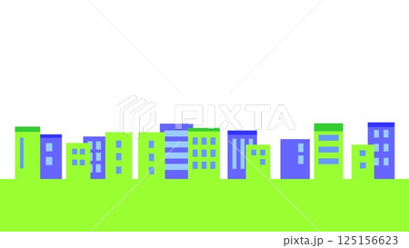 街並み　白背景　グリーン 125156623