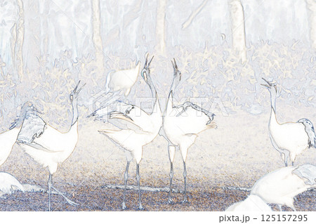 ”丹頂鶴  “野鳥””　イラストイメージ 125157295