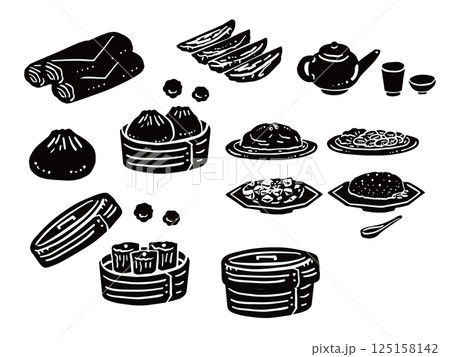 中華料理のシルエットイラストセット 中華料理のシルエットイラストセット 125158142
