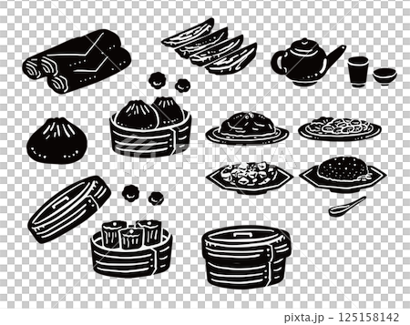 中國食物輪廓插圖集 125158142