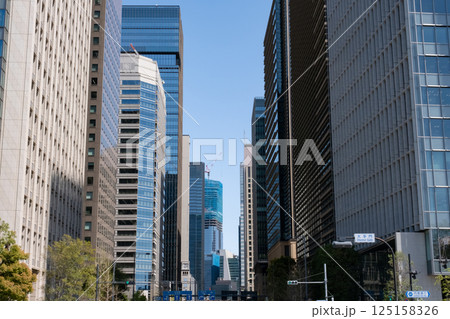 丸ノ内の高層ビル群を見上げる風景 125158326