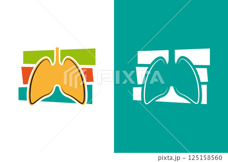 Lungs anatomy logo combination. Medical health logotype design template. 125158560