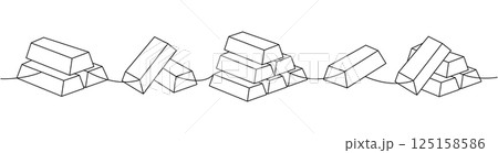 Set of gold bars stack one line continuous drawing. Money investment and finance. Vector illustration. Set of gold bars stack one line continuous drawing. Money investment and finance. Vector illustration. 125158586