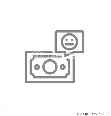 Money with neutral face in bubble speech line icon. Profit and loss in business or deflation symbol. Vector illustration. Money with neutral face in bubble speech line icon. Profit and loss in business or deflation symbol. Vector illustration. 125158587