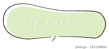 線画手書き風のシンプルな吹き出し とっても横長ひょうたん形しっぽ直線真ん中左向き おしゃれカラー 線画手書き風のシンプルな吹き出し とっても横長ひょうたん形しっぽ直線真ん中左向き おしゃれカラー 125159608