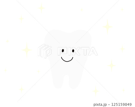 ピカピカ健康で綺麗な1本の歯：シンプルなイラスト 125159849
