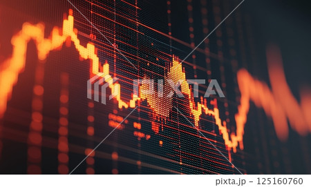 Molding hologram graph concept. Futuristic Holographic Financial Data Visualization with Molten Glowing Texture 125160760