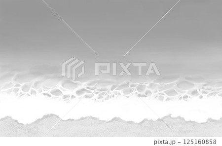 海と砂浜の水彩モノクロ背景イラスト 125160858