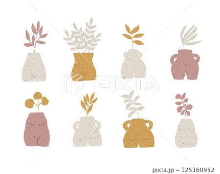 Trendy ceramic vase with plant set 125160952