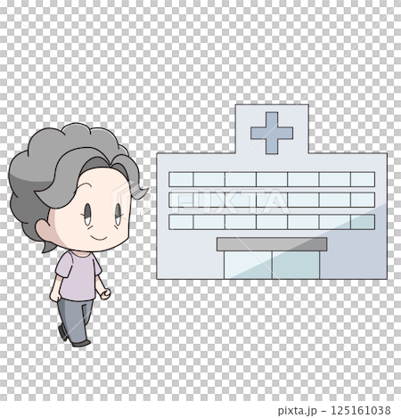Illustration of an elderly woman going to the hospital 125161038