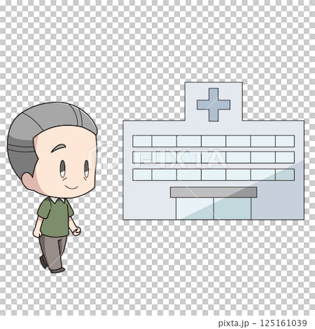 一位老人去醫院的插圖 125161039