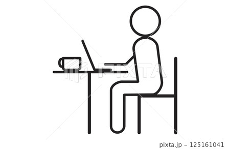 カフェでリモートワークをするフリーランスのアイコンイラスト 125161041