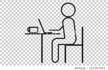 カフェでリモートワークをするフリーランスのアイコンイラスト 125161041