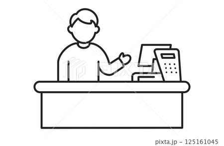 レジ対応をするコンビニ店員のアイコンイラスト レジ対応をするコンビニ店員のアイコンイラスト 125161045