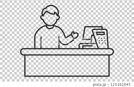 レジ対応をするコンビニ店員のアイコンイラスト レジ対応をするコンビニ店員のアイコンイラスト 125161045