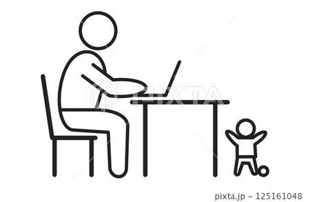 子育てをしながら在宅勤務する人物のアイコンイラスト 子育てをしながら在宅勤務する人物のアイコンイラスト 125161048