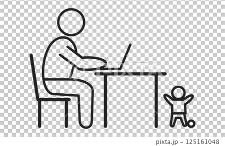 子育てをしながら在宅勤務する人物のアイコンイラスト 子育てをしながら在宅勤務する人物のアイコンイラスト 125161048