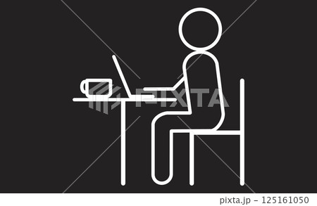カフェでリモートワークをするフリーランスのアイコンイラスト 125161050