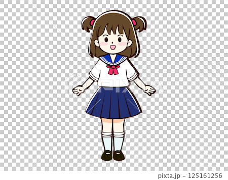 落書き風のかわいい女子高生のイラスト2 125161256