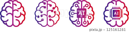 AI・人工知能を表す脳アイコ4 125161281