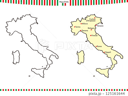 イタリアの手描き地図セット 125161644