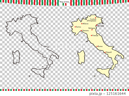 イタリアの手描き地図セット 125161644