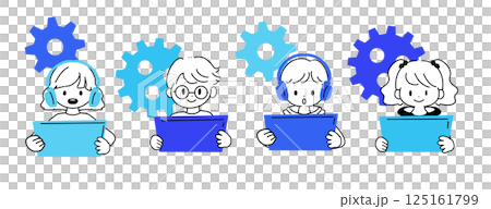 プログラミングをしている子どもたち 125161799