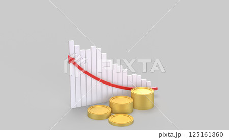 The Gold coins and chart for Business concept 3d Rendering. 125161860