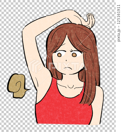 A woman who is concerned about underarm odor (Color 2) A woman who is concerned about underarm odor (Color 2) 125161911